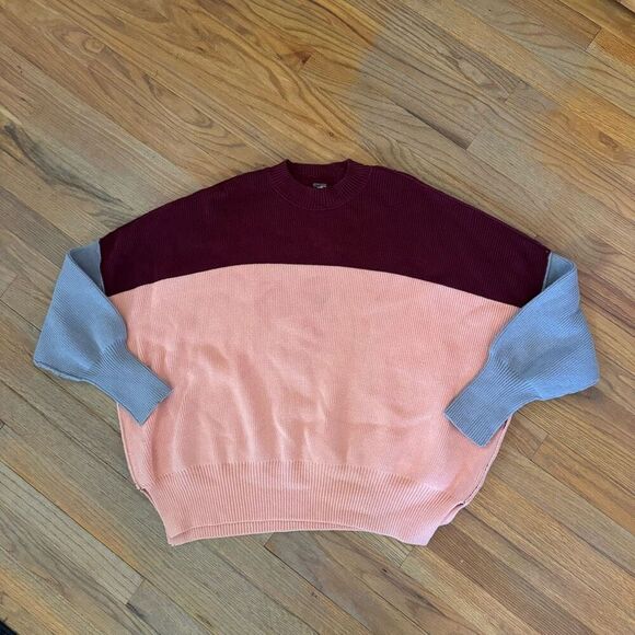 Free People Sweater Easy Street Colorblock Oversized Mock Neck Women Sz XS - Picture 4 of 12